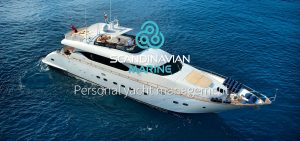 Luxury motor yacht sailing