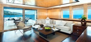 Living room of a luxury motor yacht